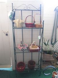 Bakers Rack, Baskets and Pots