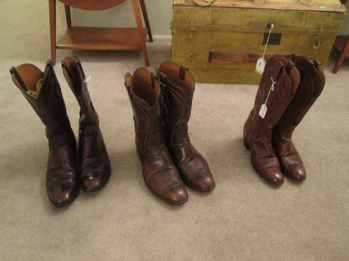 3-Pair Lucchese Boots, Men's Size 10 1/2 D        Ladies Size 8 1/2 AAA