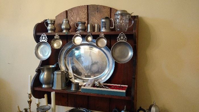 wall shelf and pewter