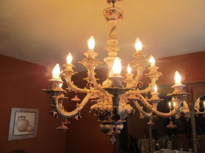 Capodimonte porcelain  12 light chandelier