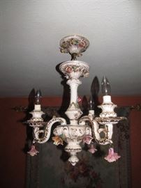 Capodimonte 3 light porcelain chandelier