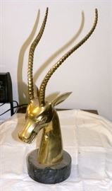 Large Brass & Marble Rams Head