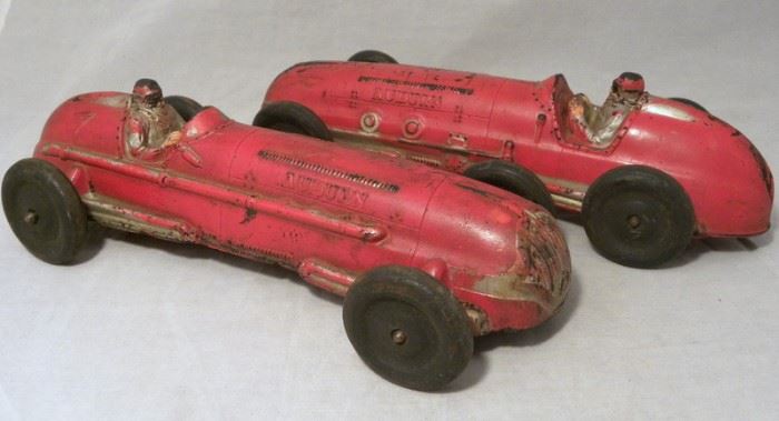 Large Vintage Auburn Rubber Race Cars