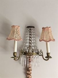 Pair of French Crystal Sconces