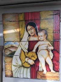 Rustic Madonna & Child on Board - Signed