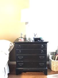 Black Bedroom Set - Two Nightstands & Tall Dresser