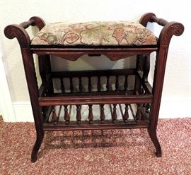 ANTIQUE UPHOLSTERED STOOL