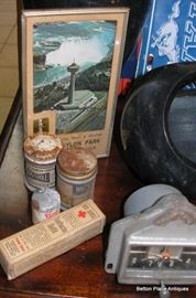 Old medicine bottles and advertising pieces