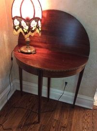 Beaded Vintage Lamp,Mahogany Table