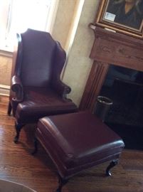 Leather Chair & matching ottoman