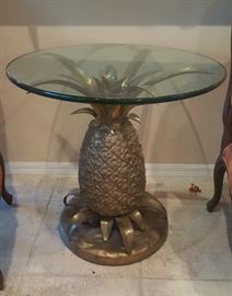 Vintage metal brass pineapple table