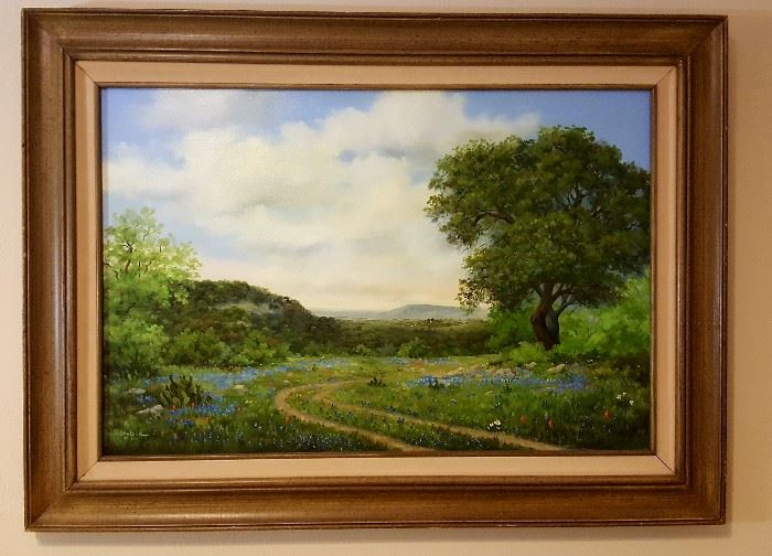 Oil painting on canvas by Stelzer
Approximately 23.5 × 35 .5
Landscape Country Lane