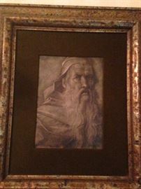 Framed and matted sketch