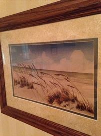 Beach scene - framed and matted