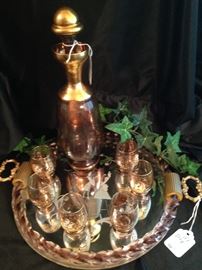 Cordials set with matching decanter and  tray