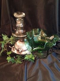 Lovely candle holder and green bowl