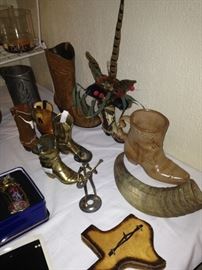 Variety of boots and western decor