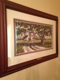 Original watercolor of "Overhanging Oak"-   by Al Richardson- framed and matted