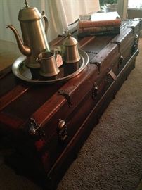 Fabulous and unique antique trunk - low and lean