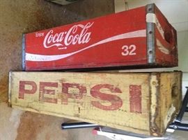 Vintage Coke and Pepsi wooden boxes