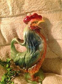 Vintage Majolica rooster pitcher from St. Clement, France