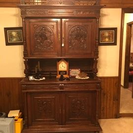 Antique English Late 19th Century, hand carved walnut with magnificent attention to detail... a must see, ONE of a Kind...