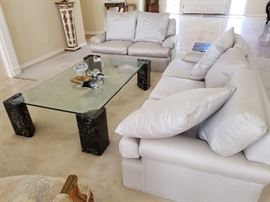 Raw Silk Sofas / Modern Coffee Table