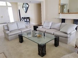 Raw Silk Sofas / Modern Coffee Table