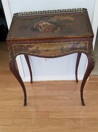 Antique French Writing Desk, Circa 1850/60 - Hand Painted on Top, Front & Sides