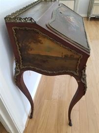Antique French Writing Desk, Circa 1850/60 - Hand Painted on Top, Front & Sides