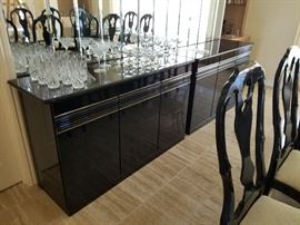 Black Lacquer Buffet(s) / Crystal Bar Glassware