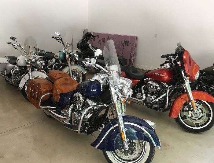 5 HARLEYS AND AN INDIAN ALL LOW MILES