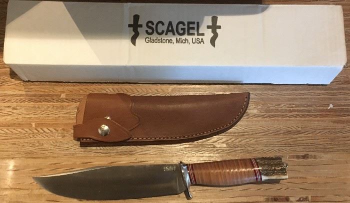 Scagels Large Bowie Knife in original box.