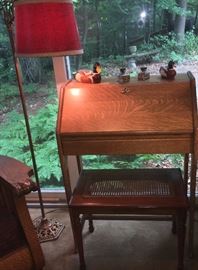 Antique oak slant front desk