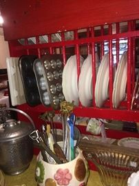 Large hanging plate rack dishes and more