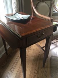 Side Table  - Henredon with drop leafs and center drawer