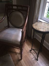 Occasional Arm Chairs (2) with iron and stone table