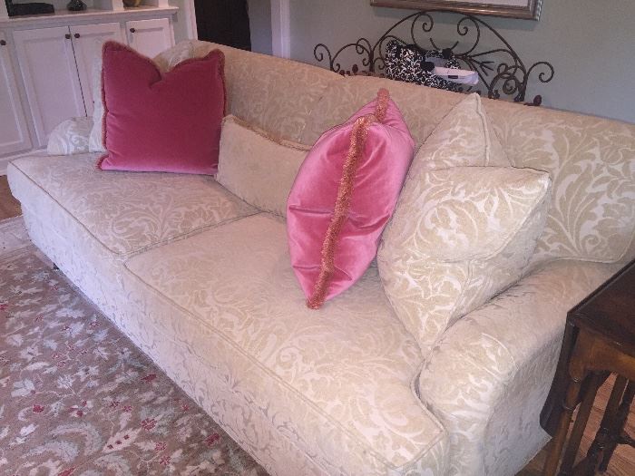 Baker Couch with velvet pillows