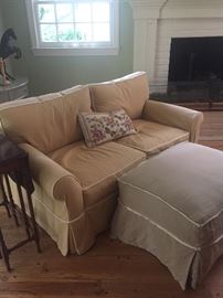 2-cushion love seat and ottoman
