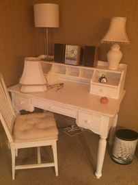 pottery barn desk with hutch and chair, Laura Ashley lamp, and more!