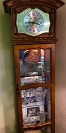 Grandmother Clock / Curio with Crystal Items