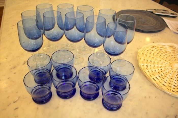 Blue Glass and Stemware