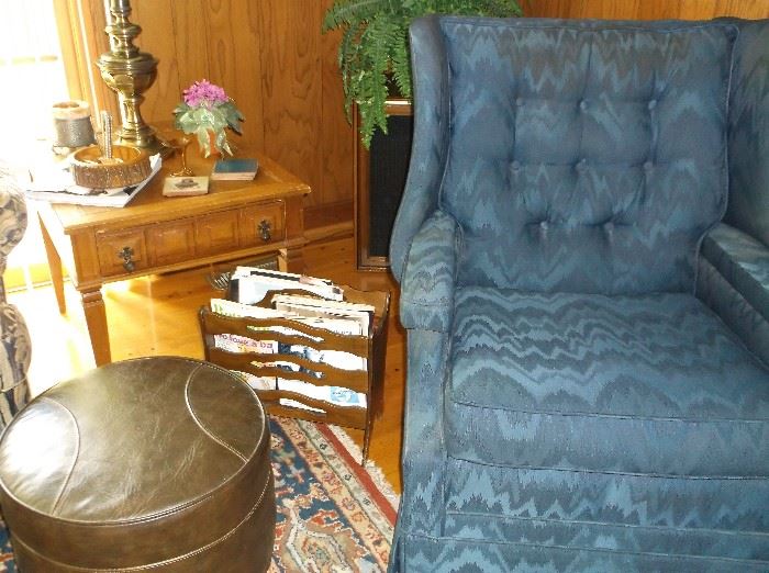 Wing back chair and side table