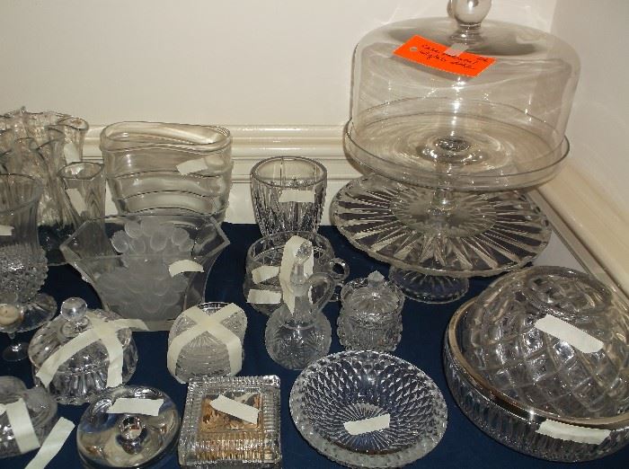 Assorted pressed glass