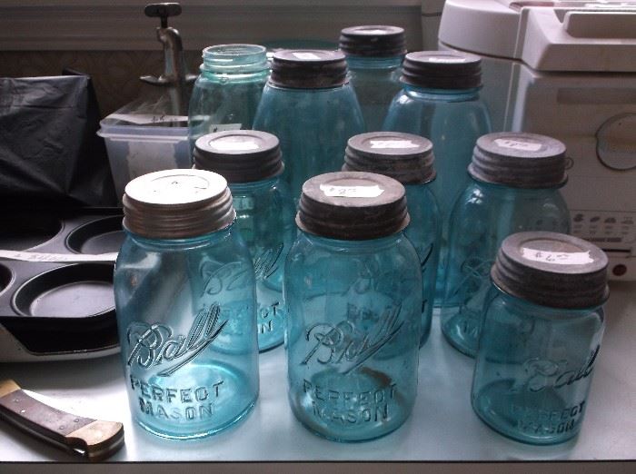 Ball blue Mason jars