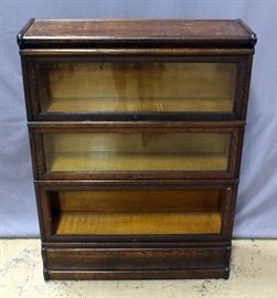 3-Tier Barrister Bookcase, Rippled Glass, 34"W x 45.5"H x 10.5"D