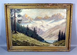 H Niemeyer Original Oil on Board Landscape Painting, Framed, 45.5"W x 34"H