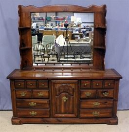 Sideboard / Buffet Table with Mirror, Sideboard Measures 69.5"W x 32"H x 19"D, Mirror Measures 43"H