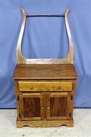 Small Washstand with Attaching Towel Rack, 30"W x 30"H x 15"D, Towel Rack Measures 30"H