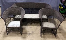Outdoor Wicker Patio Set, Includes Settee, 66"W x 30.5"H, Chair, & Rocker, 28"W x 30.5"H